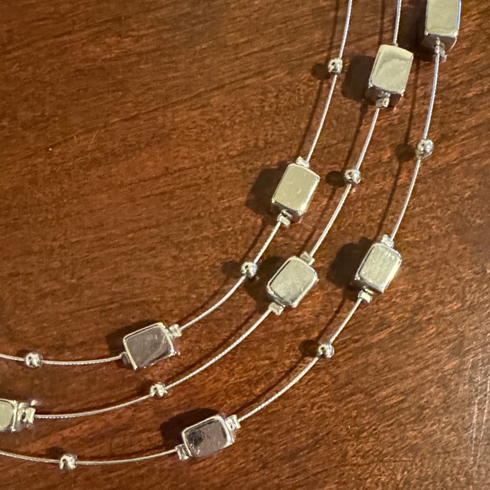 Lia Sophia Silver Multi-Strand Necklace with Crystal Beads - Picture 2 of 3